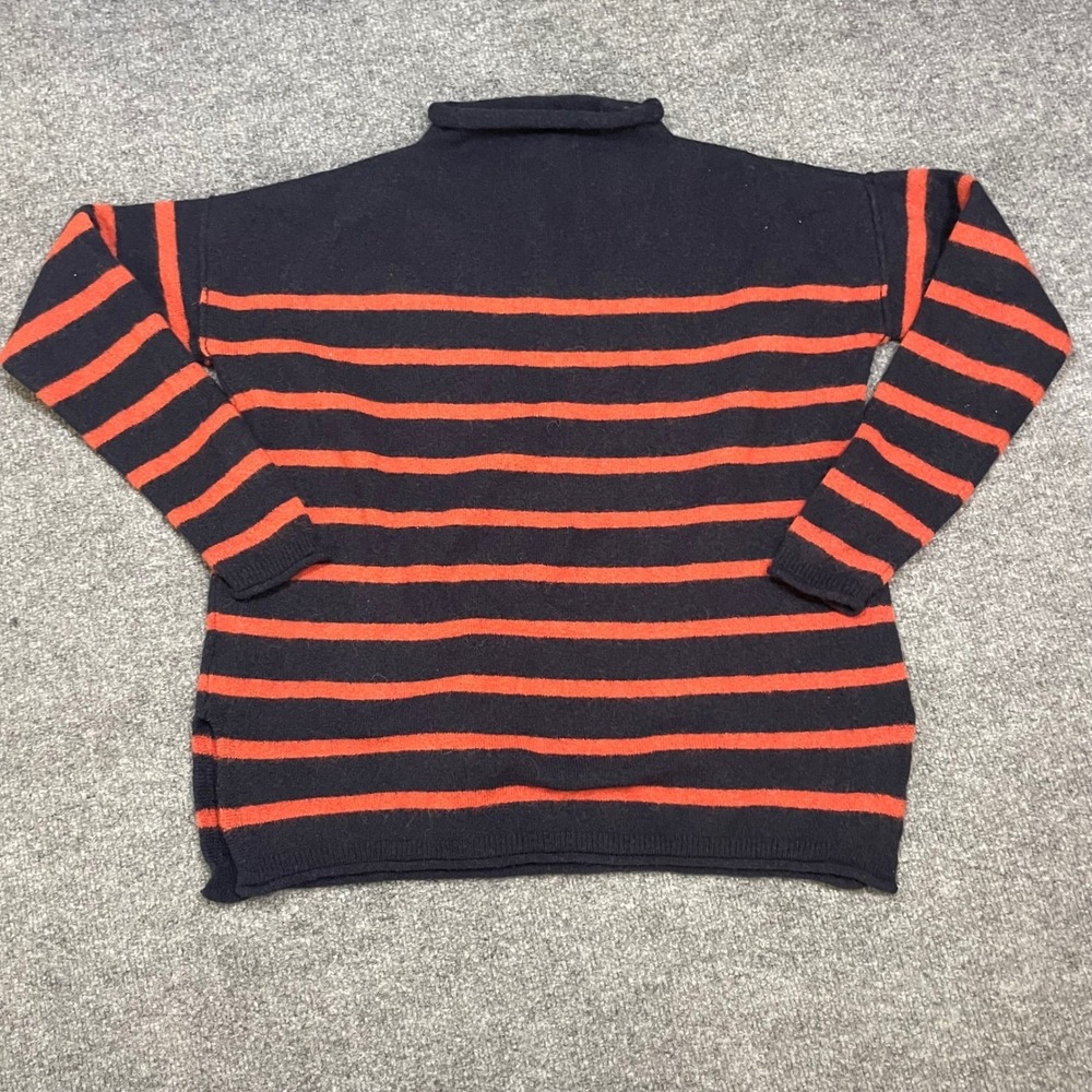 Madewell Striped Sweater Womens XS Rollneck Wool Alpaca Blend Navy Orange UF